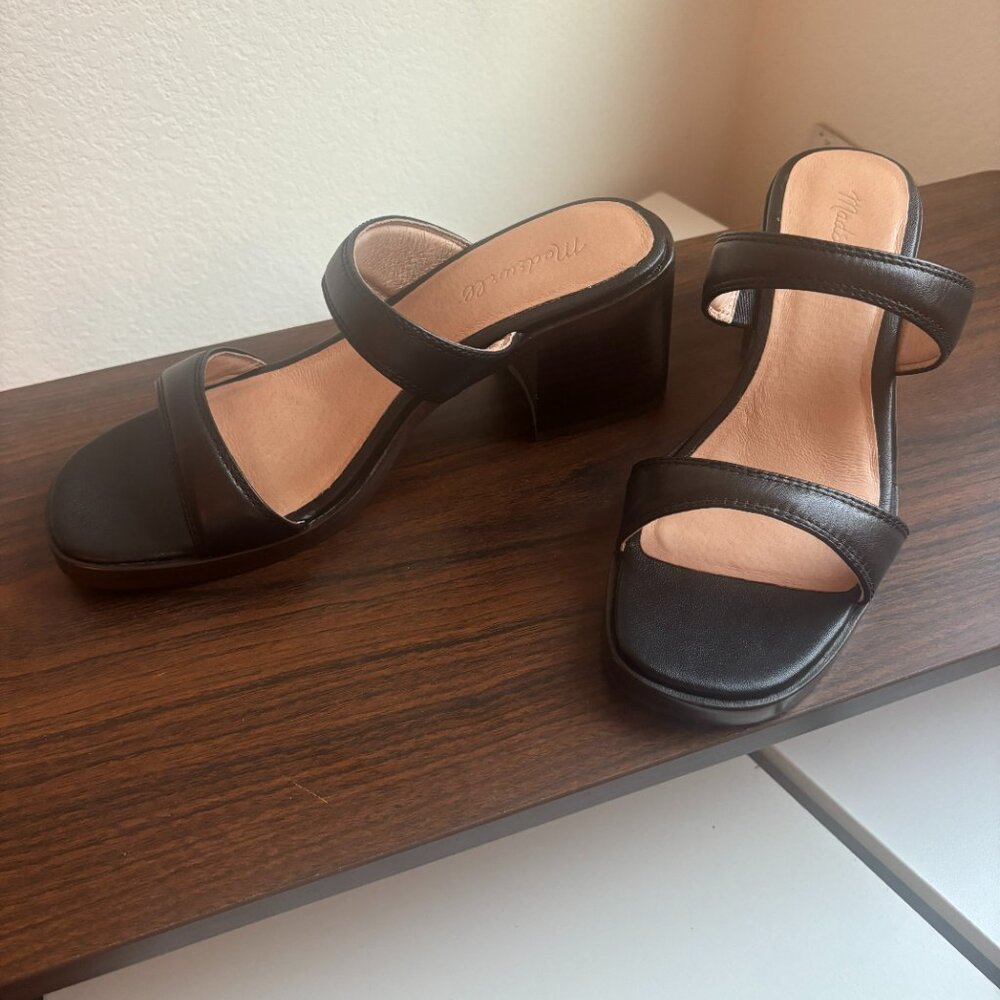 NWOT Never Worn Madewell Saige Black Double Strap Sandals Sz 9 - Picture 3 of 7